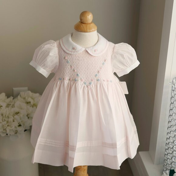 Pink Smocked Dress Heirloom Feltman Brothers Carriage Boutique 9 Months NWOT - Picture 1 of 6
